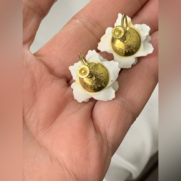 Signed Coalbrook china Flower Brooch Earrings  MADE IN ENGLAND - Picture 5 of 10